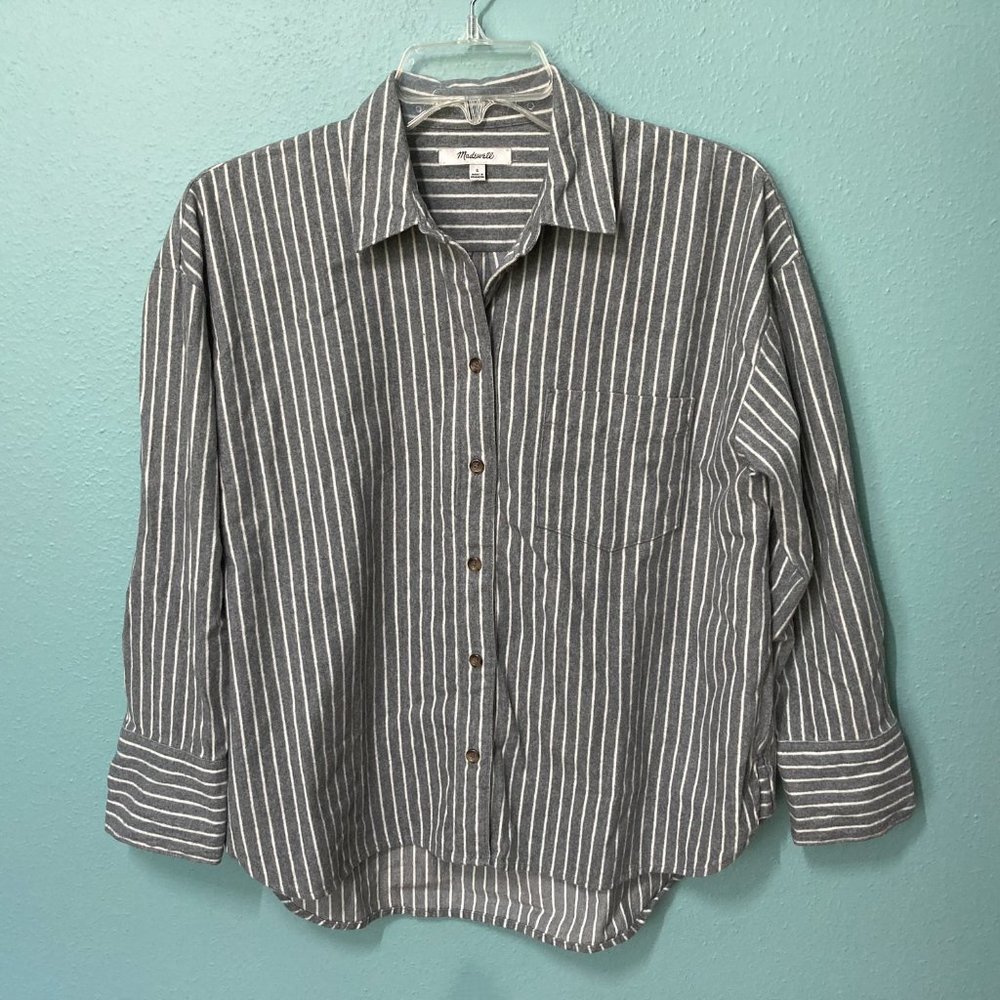 Madewell Flannel Gray Westward Stripe Small